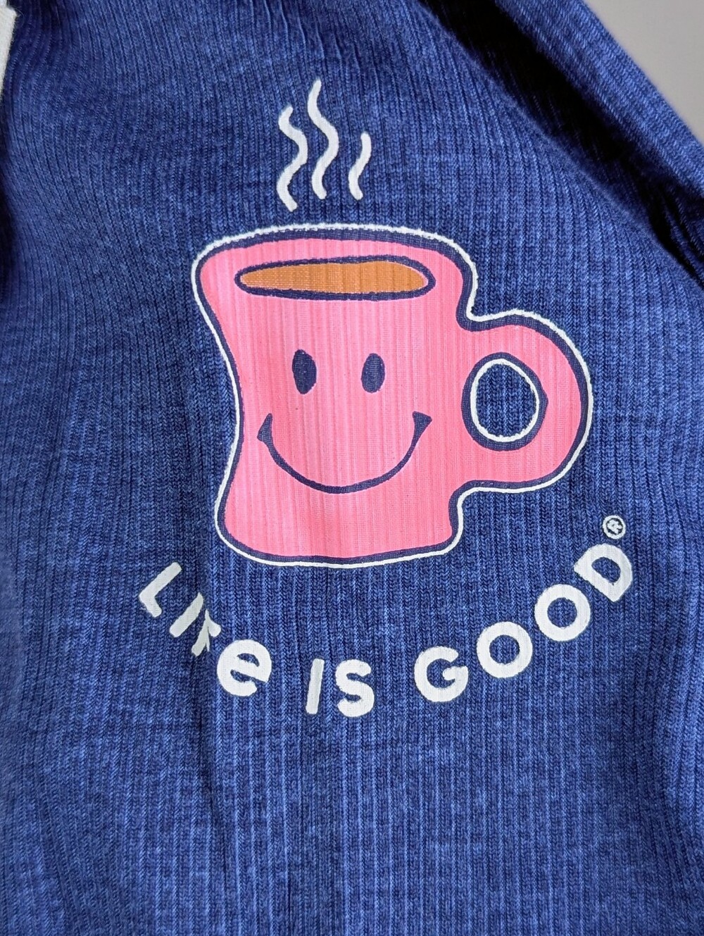Life Is Good Short Set 3-Pk Sleep Lounge Coffee Mug Stripe Pink Navy White S NWT - Picture 6 of 13